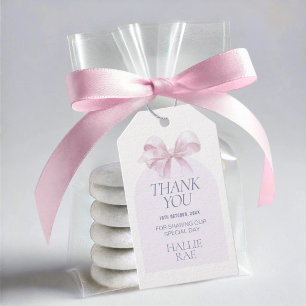 Taufe Vielen Dank für Tag - Pink Bow Design Geschenkanhänger
