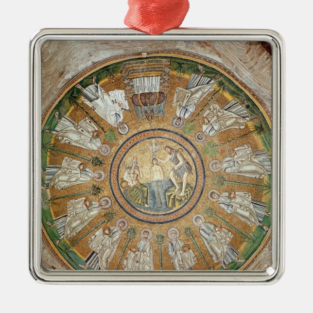 Taufe von Christus 2 Silbernes Ornament (Vorne)