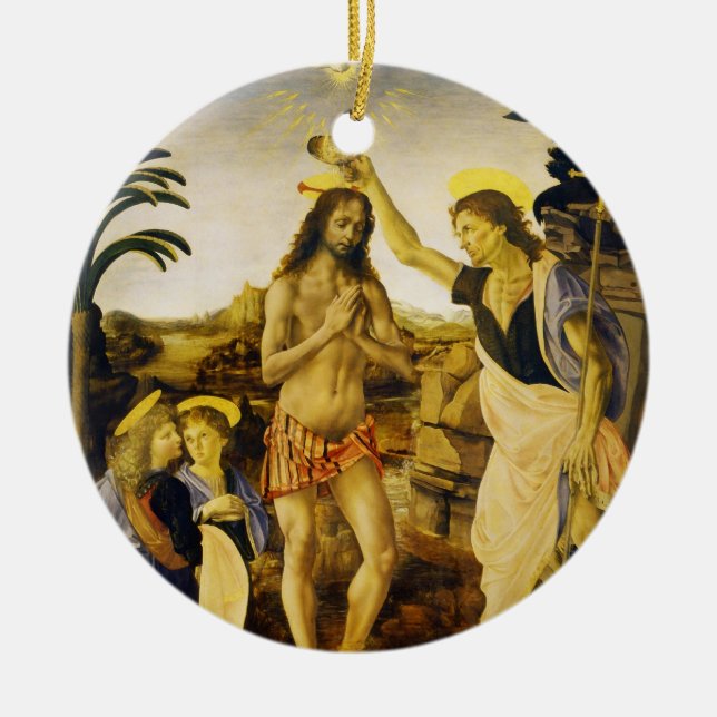 Taufe von Christus durch Da Vinci und Verrocchio Keramik Ornament (Vorne)