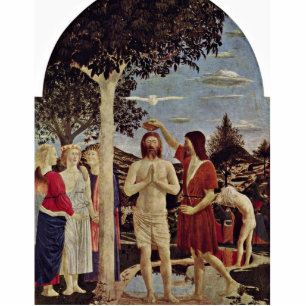 Taufe von Christus durch Piero della Francesca Freistehende Fotoskulptur