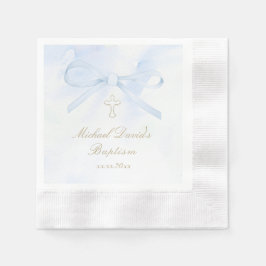 Taufe Wasserfarbe blaue Schleife Serviette