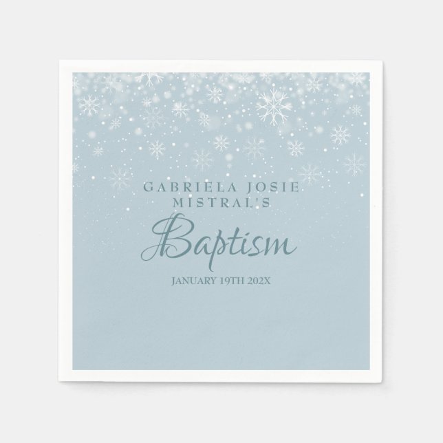 Taufe Winter Schneeflocken Serviette (Vorderseite)