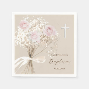 Taufe zartes Bouquet Serviette