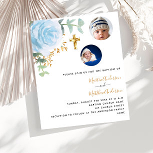 Taufe Zwillinge Jungen Blumenzettel für Foto
