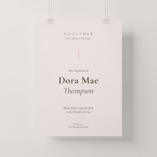 Taufempfangs-Willkommensposter Grace Pink Cross Poster