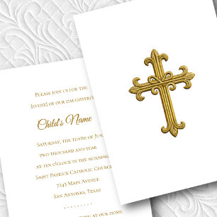 Taufen Bestätigung 1. Kommunion Gold Cross 3 Einladung