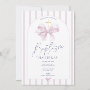 Taufen Einladung Mädchen, moderne rosa Bow & Gold