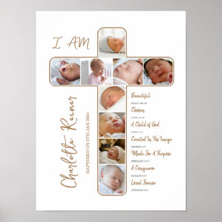 Taufen Foto Collage Crucifix Form Poster
