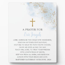 Taufen Gebet Schild Blue Gold Cross Boys
