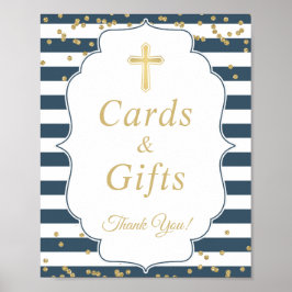 Tauferkarten & Geschenke Navy Blue Gold Glitzer Si Poster