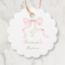 Taufetiketten rosa Schleife Baby Mädchen Geschenka