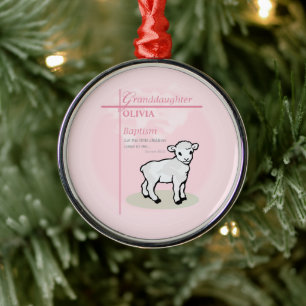 Taufgeschenk Enkelin Rosa Lamm Personalisiert Ornament Aus Metall