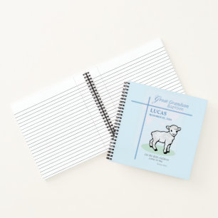 Taufgeschenk für den Urenkel Blau Lamm Personalisi Notizbuch