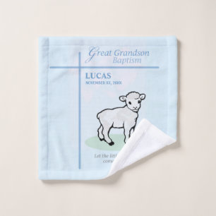 Taufgeschenk für den Urenkel Blau Lamm Personalisi Waschlappen