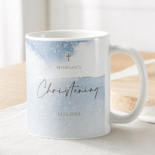 Taufgeschenk für Jungen in Blau Wasserfarbe Kaffeetasse
