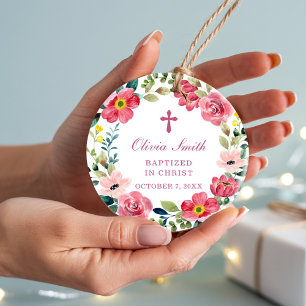 Taufgeschenk mit individuellem Kreuz-Ornament Keramik Ornament