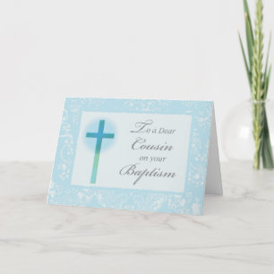 Taufglückwunsch für einen Jungen Cousin Kreuz und Karte