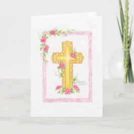 Taufglückwunschkarte mit Rosenkreuz Karte