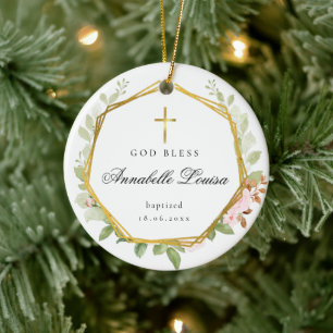 Taufgoldkreuz Keramik Ornament