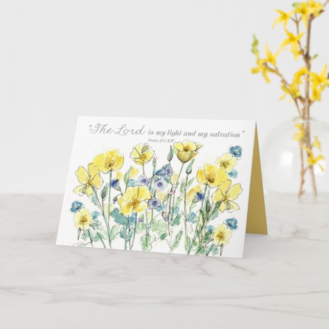 Taufjubiläum Psalmen Schrift Wildblumen Karte (Gelbe Blume)