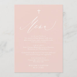 Taufkarte des Dusty Pink White Cross Girl Menükarte