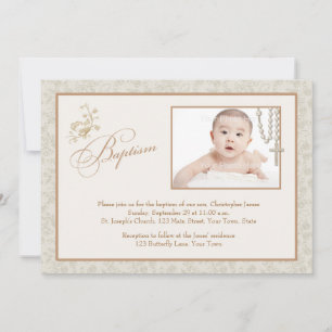 Taufkarte für Creme floral Einladung