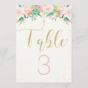 Taufkarte mit floralem Tischkarten-Design Einladung