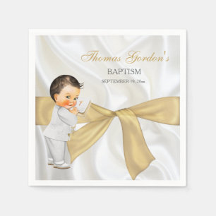 Taufkleid Baby Junge Goldene Schleife Serviette
