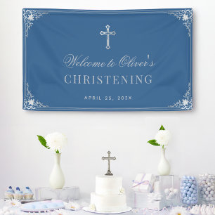 Taufkleid Klassischer blauer Junge Taufe Vintage K Banner