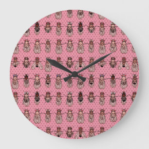 Taufliege-Frucht-Fliegen-Genetik - Mutanten - Rosa Große Wanduhr
