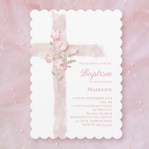 Taufmädchen Taufe rosa Pfingstrosen Kreuz