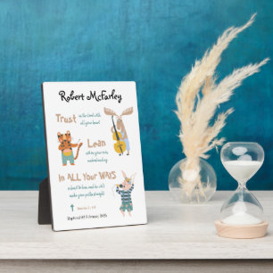 Taufmännchen Niedliche Musical-Tiere mit Bibelvers Fotoplatte