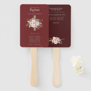 Taufprogramm-Fan - Blumenkreuz Burgund Fächer