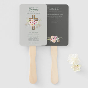 Taufprogramm Fan - Blumenkreuz Grau Fächer