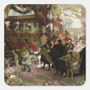 Taufprozession von Prinz Juan in Sevilla Quadratischer Aufkleber