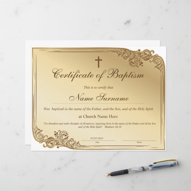 Taufschein, Baby Dedication (Vorderseite/Rückseite Beispiel)