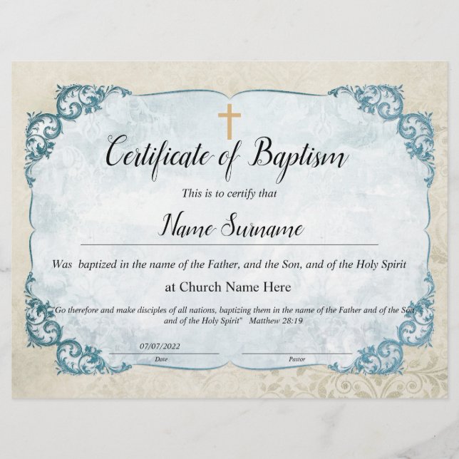 Taufschein, Baby Dedication (Vorderseite)