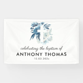 Taufzeichen Aquarellblau Banner