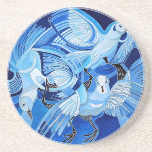 Taumeltauben in Cerulean Blue Getränkeuntersetzer (Vorne)