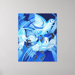 Taumeltauben in Cerulean Blue Leinwanddruck