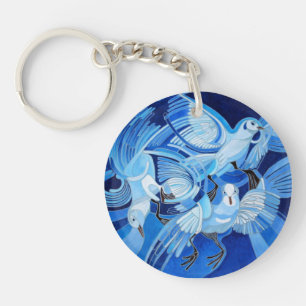 Taumeltauben in Cerulean Blue Schlüsselanhänger