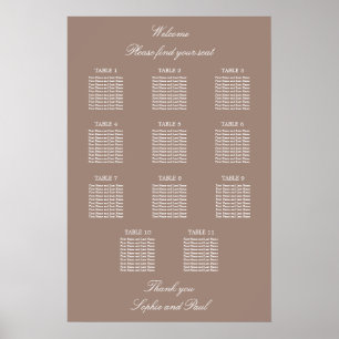 Taupe 11 Tabelle Hochzeitskartentabelle Poster