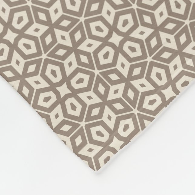 Taupe Abstrakt Geometric Mosaic Gemustert Fleecedecke (Ecke)