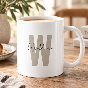 Taupe Anfangsbuchstabe Minimalistisch Einfacher Be Kaffeetasse