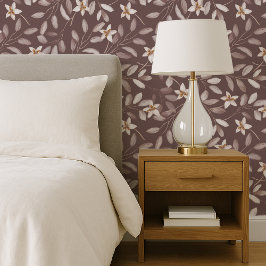 Taupe-Aquarell-Eukalyptus-Blumenmuster Tapete