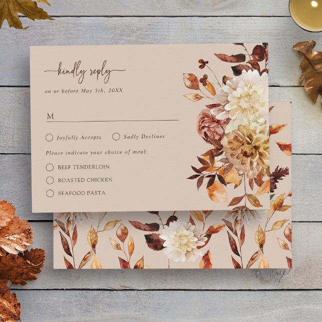 Taupe Autumn Rustic Blätter RSVP Card (Taupe Autumn Rustic Leaves Floral RSVP Enclosure Card by Painted Paperie
)