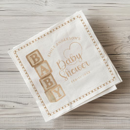 Taupe Baby Blocks Baby Shower Napkins Serviette