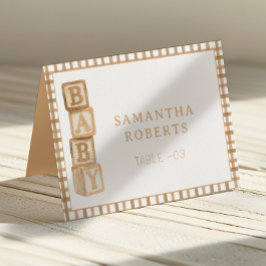 Taupe Baby Blocks Editable Tent Cards | Place Card Tischnummer