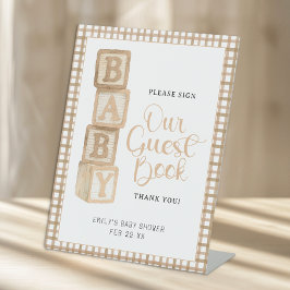 Taupe Baby Blocks Please Sign Our Guest Book Sign Sockelschild