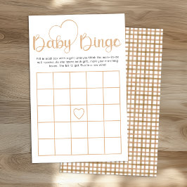 Taupe Baby Shower Bingo Game Card Flyer